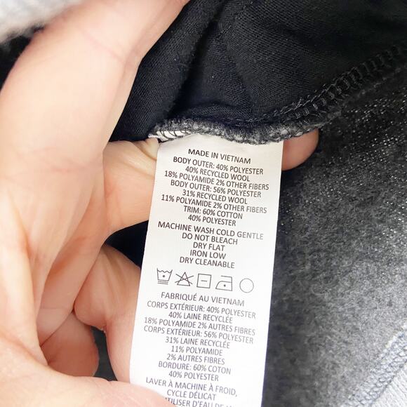 Prana Large Womens Gray Wool Blend Herringbone Button-front Sweater Jacket - Picture 4 of 6